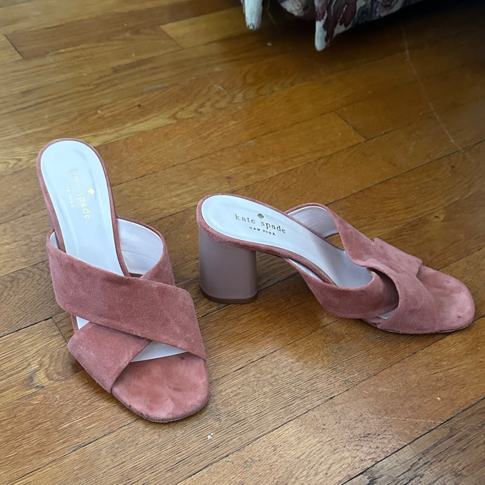Kate Spade Blush Suede Block Heels
